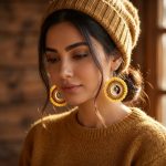 گوشواره دست‌بافت طرح بوهو دایره‌ای - Image 5