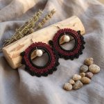 گوشواره دست‌بافت طرح بوهو زرشکی - Image 2