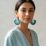 گوشواره دست‌بافت طرح بوهو مدل فیروزه‌ای - Image 2